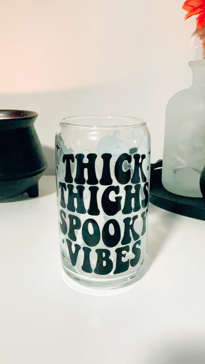 Thick Thighs Spooky Vibes Glass Cup